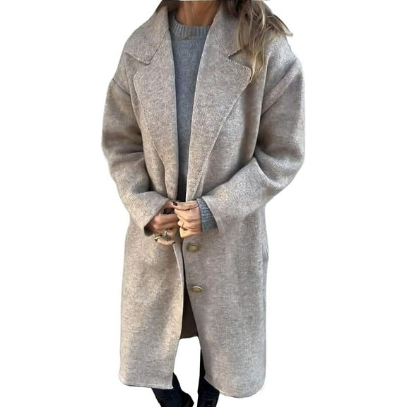 ZANKLEY Women's autumn and winter lapel long-sleeved casual woolen coat