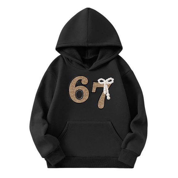 Toddler Girls Casual Long Sleeve Hoodies Letter Printed Hooded Sweatshirt with Pocket Fall Winter Clothes Size 2-3T , Black