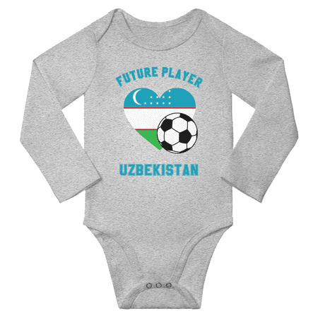 

Future Uzbekistan Soccer Player Baby Long Slevve Rompers (Gray 18-24 Months)