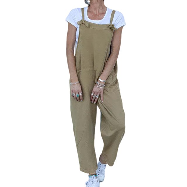 Mono De Carga Para Mujer Pantalones largos holgados Causal Sling Jumpsuit Oversize Holidays Vacation (Caqui XXL) Cgtredaw Para estrenar