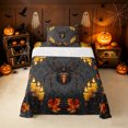thumbnail image 2 of Erosebridal Halloween Spider Twin Sheets, Candle Autumn Bedding, Dark Gray Orange, Black Reversible, 3pcs, 1 Flat Sheet, 1 Fitted Sheet and 1 Pillowcase, 2 of 6
