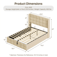 thumbnail image 3 of Full Lift Up Storage Bed Frame, Upholstered Platform Bed with Wingback Headboard, Hydraulic Lift Support, Wood Slats, No Box Spring Needed, Beige, 3 of 5