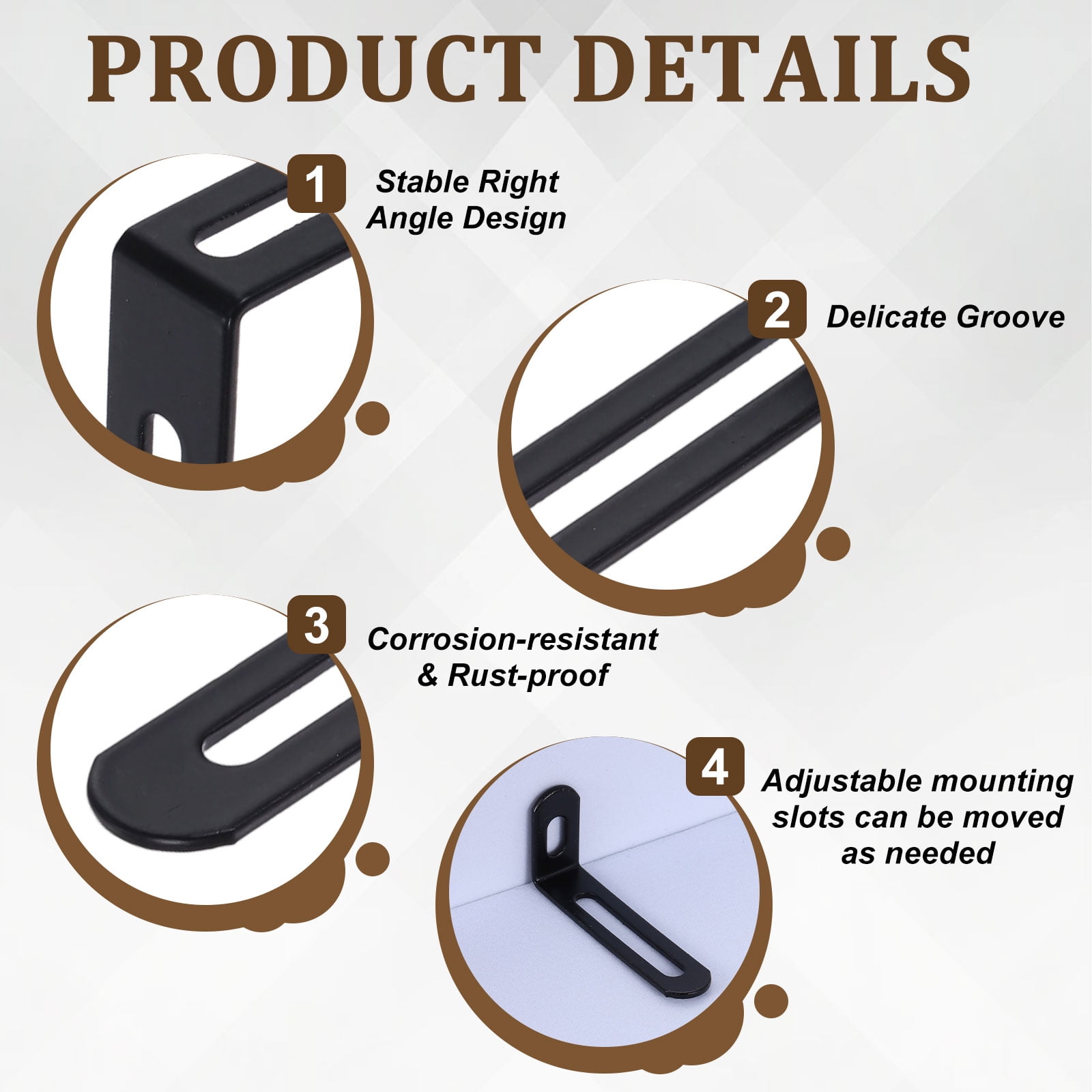 Uxcell 30 Pack Adjustable L-Shape Corner Brace, 0.9" x 2.9" x 0.6" Metal Slotted 90 Degree Right Angle Corner Shelf Bracket Support Brace, Black