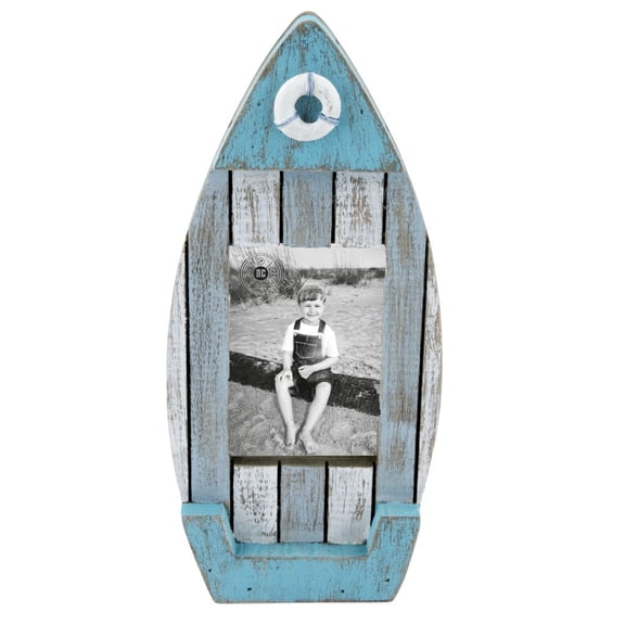 Teal/White 4X6 Boat Frame Photo Frame Picture Holder For Wall Shelf Or Tabletop Decor Decoration