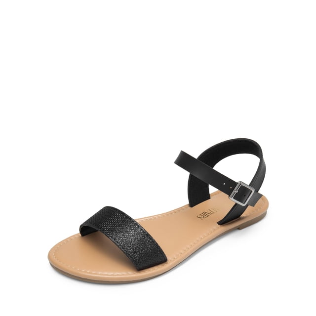 Sandalia plana DREAM PAIRS HOBOO-N para mujer, color negro, talla 9