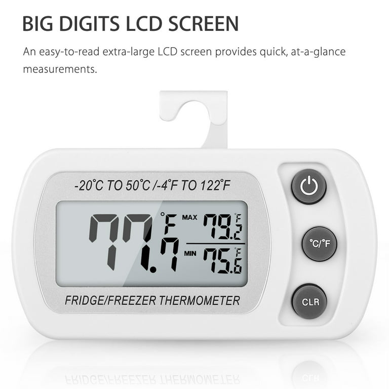 2x Refrigerator Thermometer Digital Fridge Freezer Waterproof Large LCD  Display