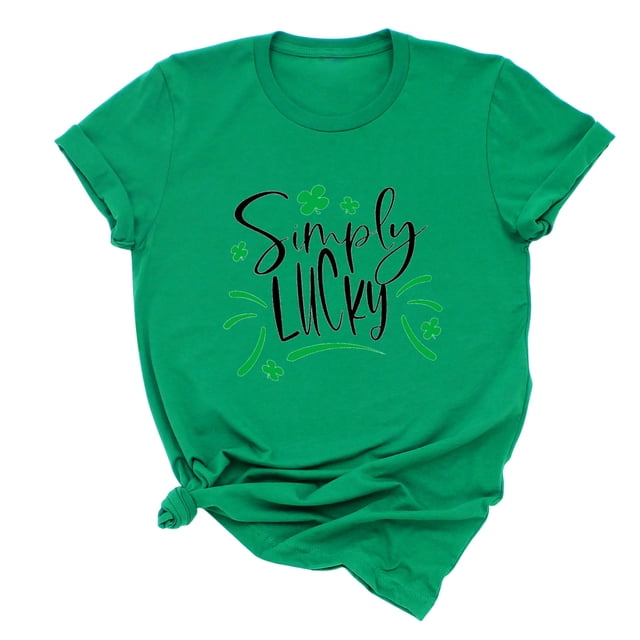 QIPOPIQ T-Shirts à Manches Courtes pour Femmes à Col Rond T-Shirts de la Saint-Patrick Hauts Shamrock T-Shirt Vert Chemise Chemise T-Shirts de la Saint-Patrick Tee T-Shirt T-Shirts Imprimés de Fête T-Shirts Graphiques Aubaines