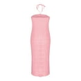 thumbnail image 6 of SMihono Women Backless Formal Party Cocktail Wedding Dresses Long Dress Halter Neck Maxi Dress Flowy Beach Sundress Going Out Streetwear Pink M, 6 of 7