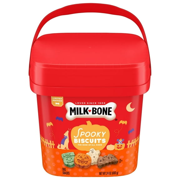 Milk Bone Spooky Biscuits, Halloween Dog Treats, 24oz Pail