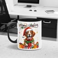 thumbnail image 2 of Merry Christmas Santa Brittany Spaniel Scarf Twinkling Lights Xmas Holiday 11oz Accent Two-tone Mug Brittany Dog Lover Gifts Idea Coffee Tea Cup - 00022, 2 of 5
