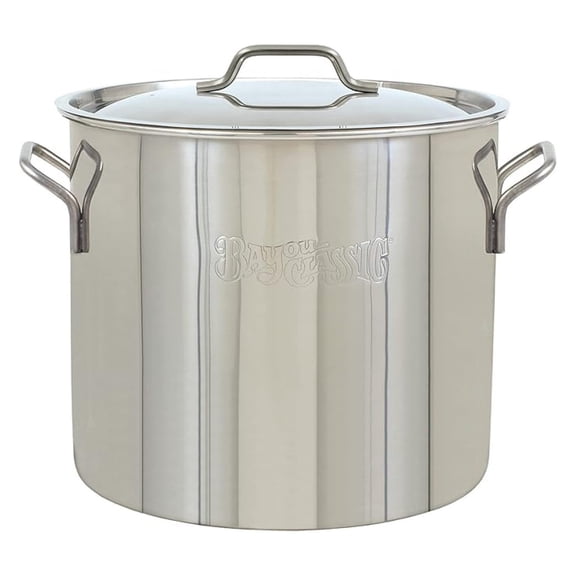 1420 20-qt Stainless Stockpot Features Heavy Duty Welded Handles for Secure Handling Domed Lid Perfect For Large Batch Cooking of Soups Stews Chili and Gumbo