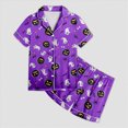thumbnail image 5 of HCNTES Girls Halloween Pajamas Girls Halloween Pajamas 2 Piece Pumpkin Ghost Sleepwear Short Sleeve Jammies for Kids Button-Down Nightwear Girl Pjs, 5 of 5