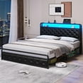 Tiptiper Queen Size Bed Frame with LED Light Headboard, USB Ports and
