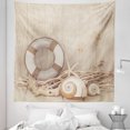 thumbnail image 1 of Holiday Tapestry, Welcome on Board Wooden Sepia Fishnet Holiday Maritime Theme Print, Fabric Wall Hanging Decor for Bedroom Living Room Dorm, 5 Sizes, Tan Beige White, by Ambesonne, 1 of 1