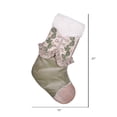 thumbnail image 2 of Vickerman 21" Green Holly Leaf Velvet Christmas Stocking, 2 of 2