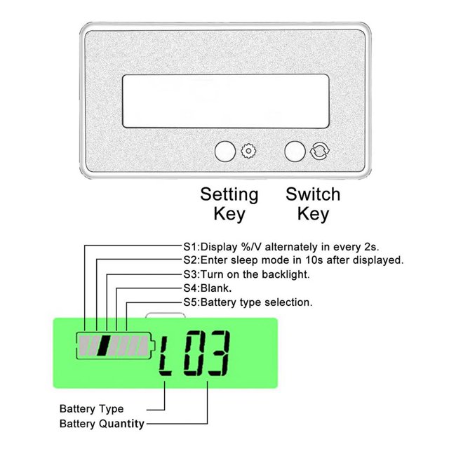 Kenally LCD de capacidad de Medidor de estado de de ácido Indicador de retroiluminación azul Probador de capacidad de Vehículos, repuestos y accesorios Mis No.1 Kenally VI008720-01