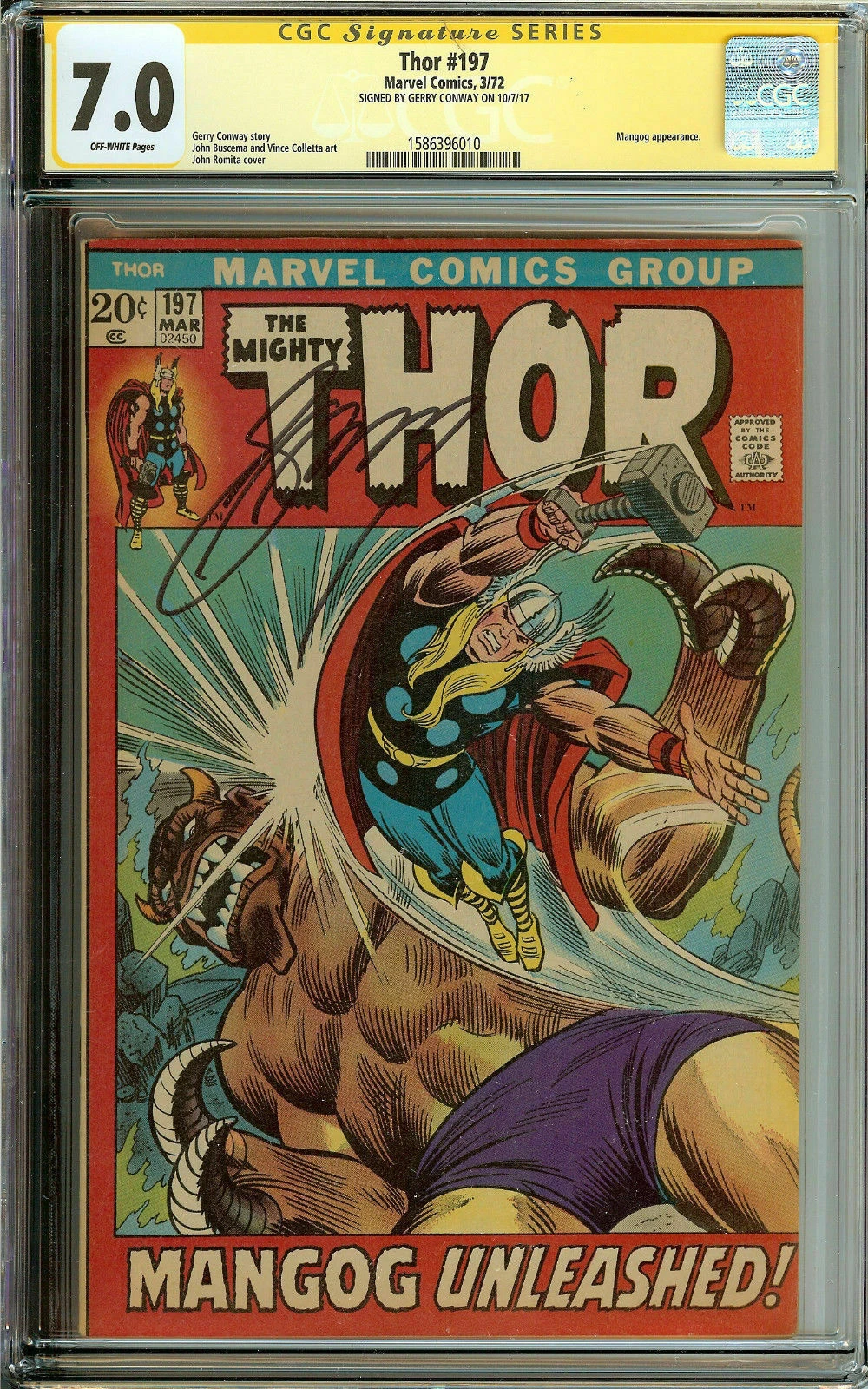 The Mighty Thor #197 Signed by Gerry Conway CGC 7.0