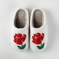 thumbnail image 3 of Winter House Slippers for Women Men Funny Floral Animal Print Fuzzy Warm Home Shoes Casual Indoor Slip on Slides White 8.5, 3 of 4