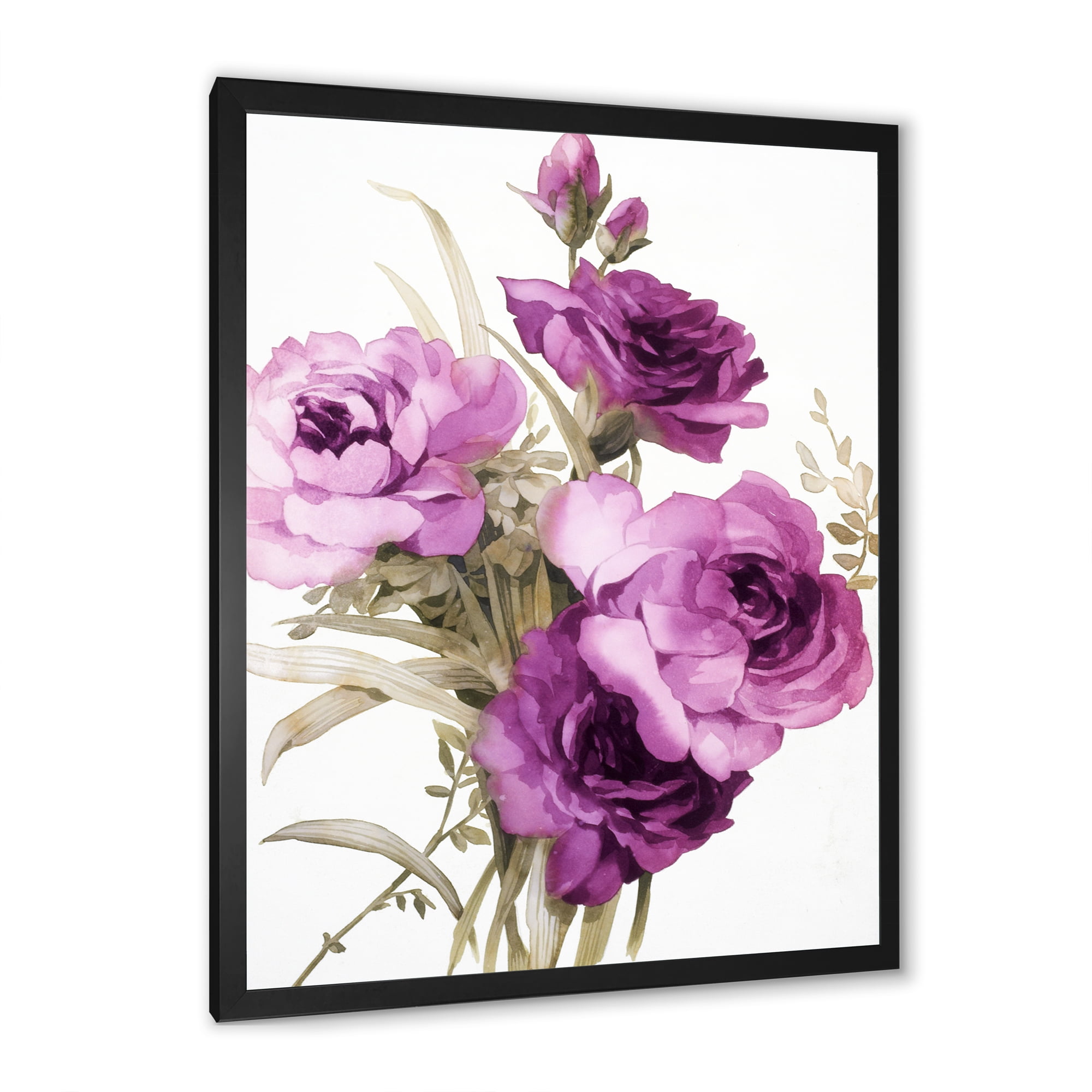 Designart 'Bouquet of Dark Pink Roses' Traditional Framed Art Print