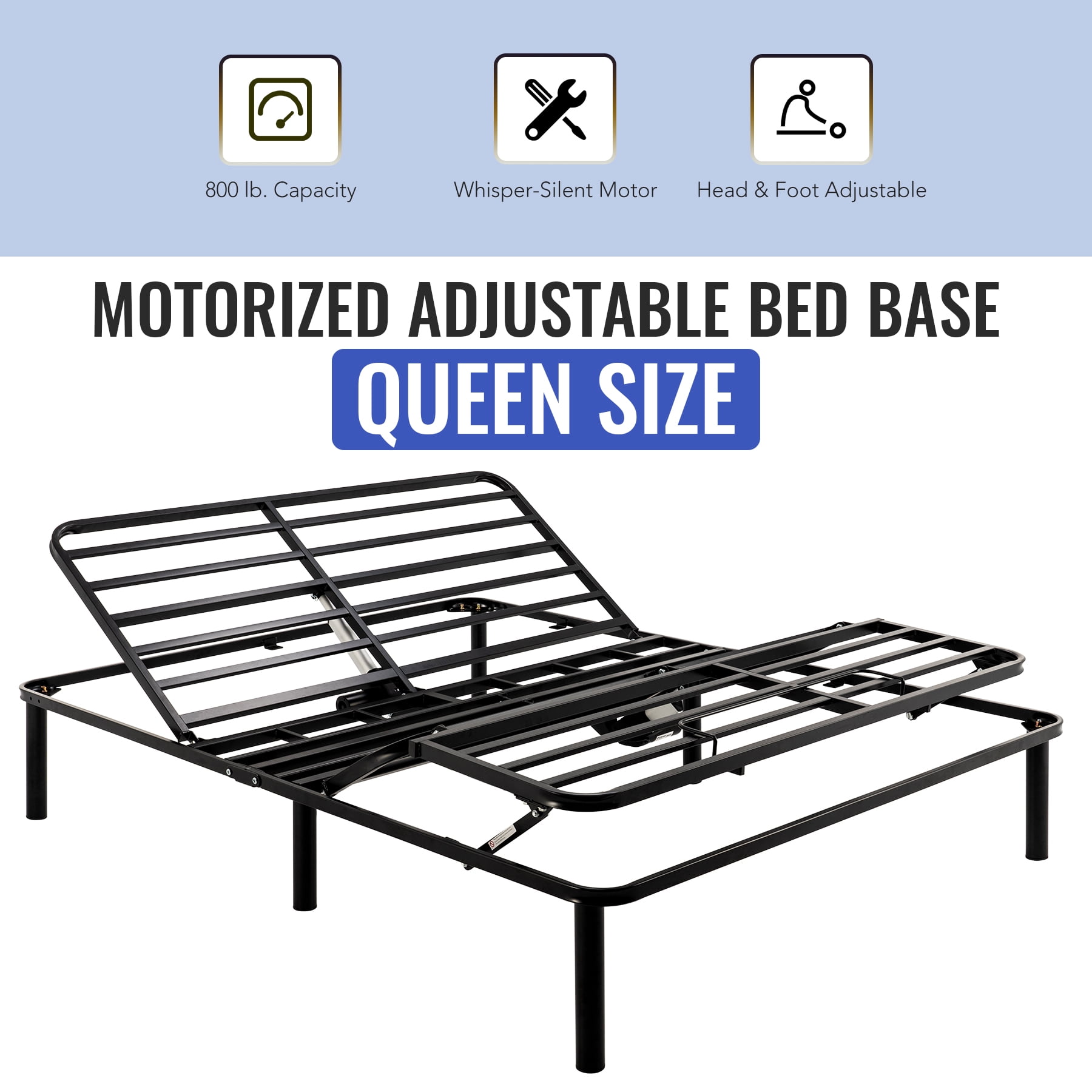 Adjustable Queen Size Electric Bed Frame Platform for Foam Mattress