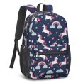 thumbnail image 2 of Unicorn and Rainbow Blue Pattern 17" Waterproof Oxford School Backpacks for Teens, S-Shape Padded Straps, for School, Travel, Hiking, Camping, 2 of 5