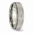 thumbnail image 5 of Grey Titanium Ring Band Wedding Diamond Round Brushed Polished 0.05ct. Rounded Edge, 5 of 7