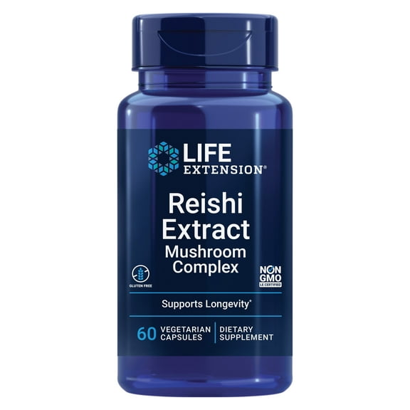 Life Extension Reishi Extract Mushroom Complex - Broad-spectrum immune support - Gluten-Free, Non-GMO - 60 Vegetarian Capsules