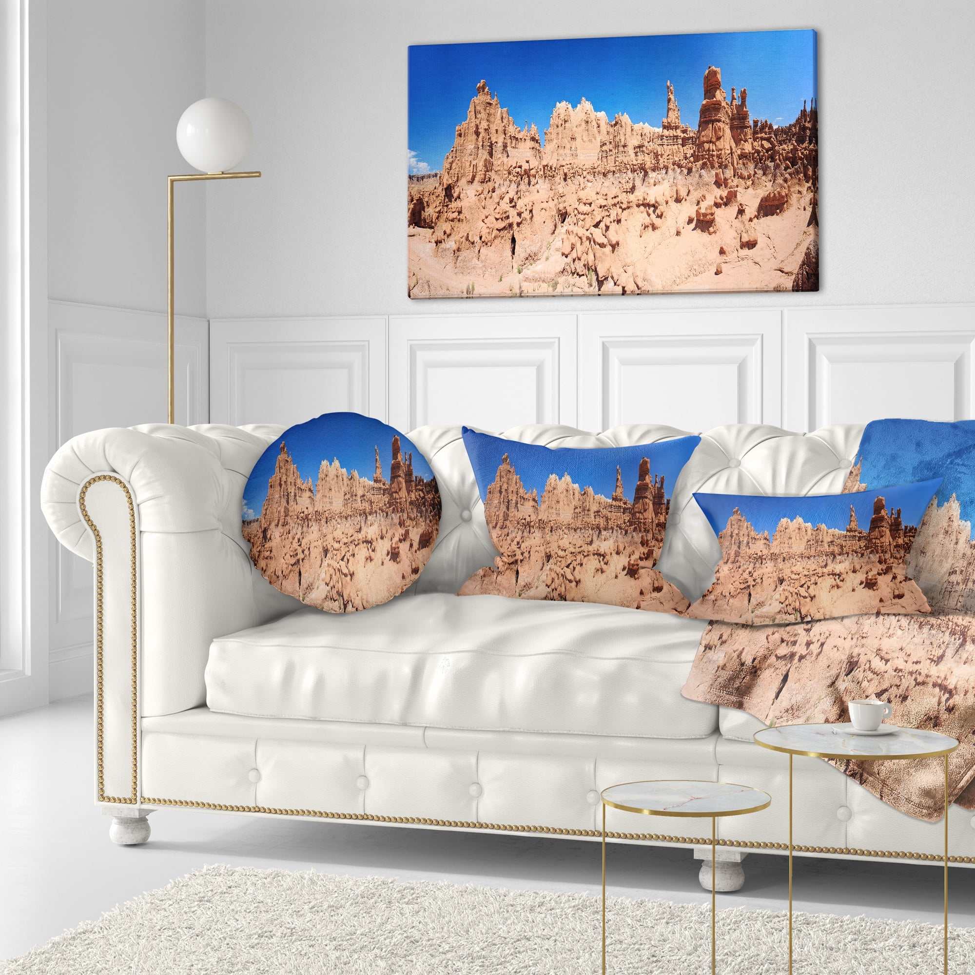 Designart Hoodoo Rock Pinnacles in Goblin Valley - Landscape Printed Throw Pillow - 12x20