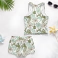 thumbnail image 6 of COEQINE Girls Two Piece Tankini Swimsuit Racerback Bathing Suit with Chest Pad, Summer Hawaiian Swimwear with Boyshort for Kids 6-7 Years, for Water Play, Tropical Palm Leaf Monstera, 6 of 8