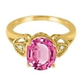 thumbnail image 5 of Mauli Jewels Rings for Women 2.42 Carat Oval Pink Topaz and Diamond Ring 4-Prong 10K Yellow Gold, 5 of 6
