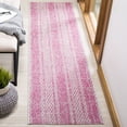thumbnail image 2 of SAFAVIEH Courtyard Robert Striped Indoor/Outdoor Runner, 2'3" x 6'7", Light Grey/Fuchsia, 2 of 9