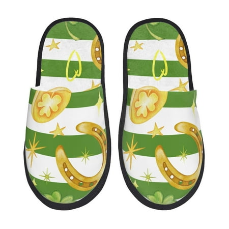 

Qokaie Watercolor St Patrick Day Print Fuzzy Slippers for Women – Soft Plush Indoor Slippers with EVA Sole Cozy and Comfortable for Home and Travel-Medium