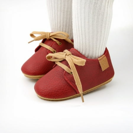 

Baby Casual PU Leather Lace-up Sneakers Crib Shoes Infants Non-Slip Frist Walkers 0-18M