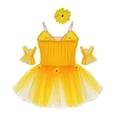 thumbnail image 4 of YONGHS Kids Girls Ballet Camisole Skirted Leotard Ballerina Princess Tutu Dress with Arm Sleeves Yellow 5-6, 4 of 7