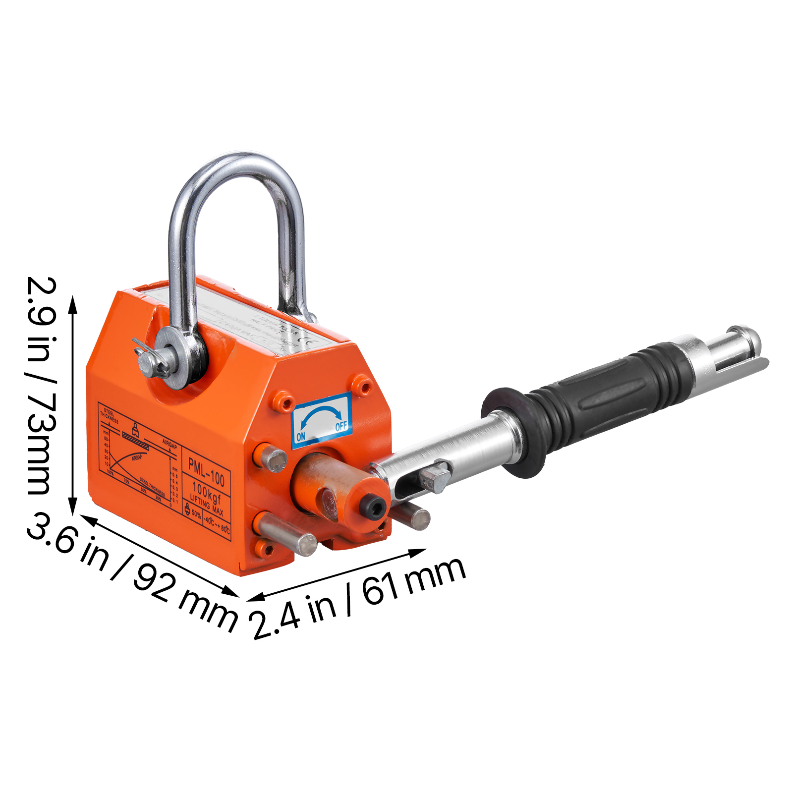 KFFKFF Magnet Lifter, 220 lbs/100 kg Load Limit, 2.5 Security Ratio, Neodymium & Steel, Release-Enabled Lifting Magnet, Constant Lift Magnets, Robust Magnet for Hoist, Workshop Crane, Block, Board