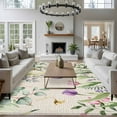 thumbnail image 3 of Pink Tulips Area Rugs 8'x10', Washable Small Throw Rugs for Living Room Patio, Spring Floral Green Eucalyptus Leaves Rustic Indoor Outdoor Rug Non-Slip Low Pile Carpet Runner Reversible Floor Mats, 3 of 8