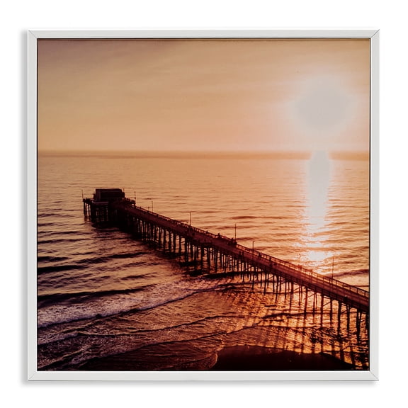 Stupell Industries Tropical Pier Bridge at Sunset White Framed Giclee Art, 17 x 17, by Marcus Prime