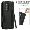 thumbnail image 4 of Crossbody Strap + Wristband Phone Case for Samsung Galaxy Z Fold 6 Wallet Cover with S Pen Holder, PU Leather Flip Card Holder Stand Cell Accessories for Women Girls RFID Blocking - Black, 4 of 8