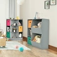 thumbnail image 4 of Gymax 3-Tier Kid Storage Shelf Cubes w/3 Baskets Corner Cabinet Organizer Gray, 4 of 10