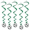 Party Central Pack of 6 Green and White Soccer Ball with Dizzy Dangler Hanging Party Decors 40"