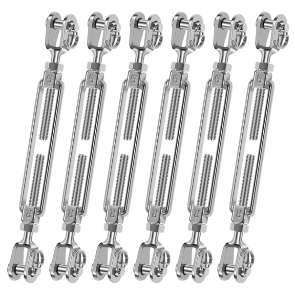 AEVXKHI 6PCS 304 Stainless Steel Turnbuckle Adjustable Length Wire Rope Tensioner High Load Capacity Turnbuckle for Awning Shade Sail Gardening