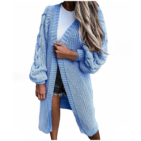 XPMWRP Women's Comfortable Cardigan Loose Long Sleeve Knitted Coat Fashionable Daily Casual Wear Soft Fabric Outerwear Winter Blue L