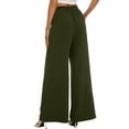 thumbnail image 2 of SWQZVT Dress Pants for Women Casual Wide Leg Drawstring Pants Comfy High Waist Palazzo Pants Loose Lounge Trousers with Pocket, 2 of 7
