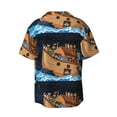 thumbnail image 2 of Easygdp Ocean Scene with Noah's Ark Men's Casual Short-sleeved Shirt with Pocket and Button Suitable for Beach Vacation Leisure - Medium, 2 of 7
