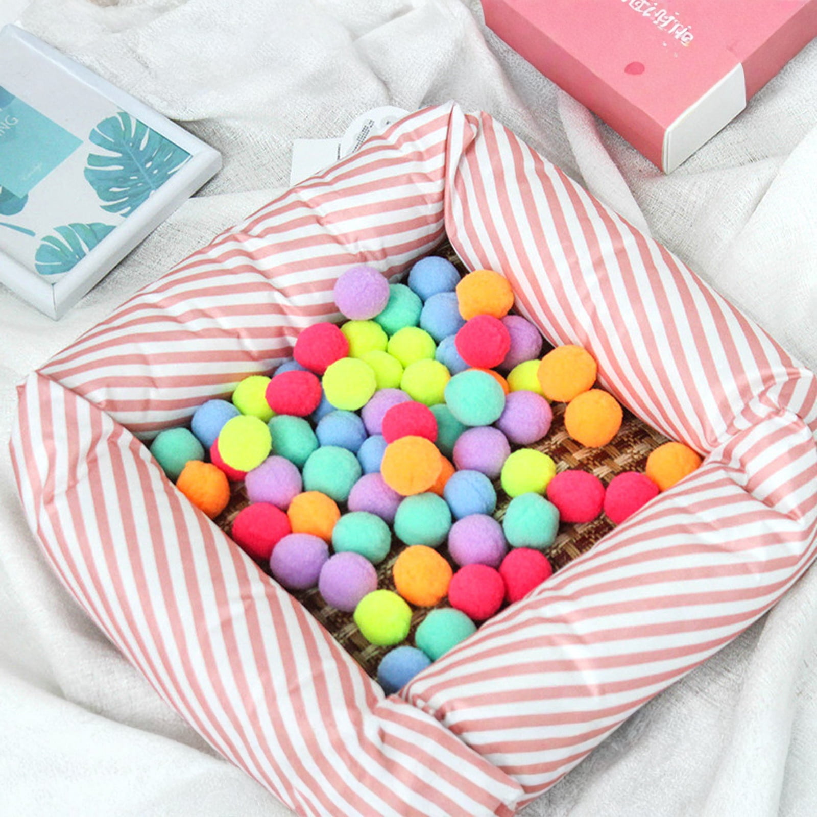 Cat Toys for Indoor Cats, 20 Pack 1.6 Inch Soft Plush Balls, Quiet Interactive Kittens Toys for Batting and Chasing, Colorful Sensory Enrichment Pet Supplies A