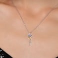 thumbnail image 3 of 925 Sterling Silver and 10K Yellow Gold Blue Tanzanite and White Lab Grown Diamond Heart and Key Pendant Necklace for Women (0.32 Cttw, Gemstone December Birthstone, with 18 inch Chain), 3 of 6