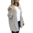 thumbnail image 4 of Avamo Women Open Front Sherpa Cardigan Coat Long Sleeve Fleece Fuzzy Oversized Warm Hoodie Long Cardigan Sweater with Pocket Plus Size S-5XL, 4 of 6