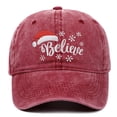 thumbnail image 2 of Yuanlong Unisex Baseball Cap Snowflake Embroidery Washed Cotton Adjustable Dad Cap Christmas Holiday Gathering Outdoor Sun Hat, 2 of 3