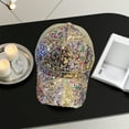 thumbnail image 4 of Glitter Sequin Baseball Cap for Women, Bling Rhinestone Sparkle Mesh Back Adjustable Ponytail Hat for Outdoor Sports, 4 of 6