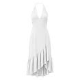 thumbnail image 4 of QUNYINEY Sleeveless Women Summer Dresses 2026 White A Line Midi Halter Sundress V Neck Loose Fit Ruffle Dresses, 4 of 6